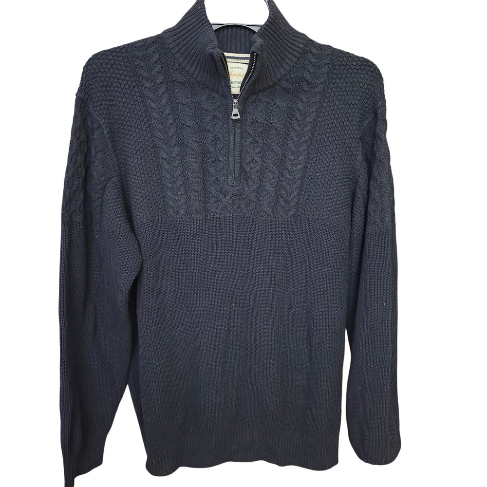 Weatherproof‎ Vintage Mens XL Quarter Zip Cable Knit Sweater  Gray Cotton Blend